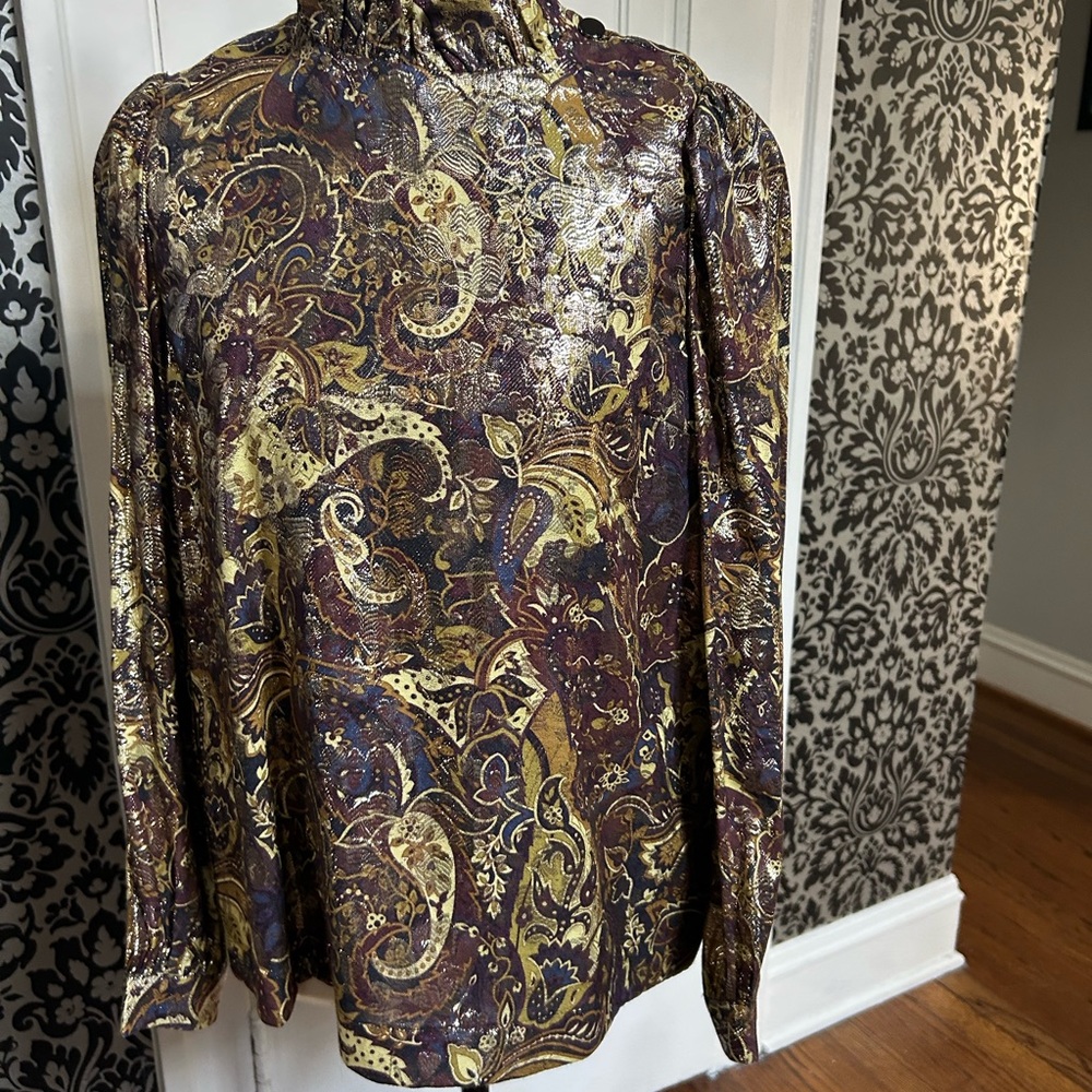 Ba&sh Gold and Purple Paisley Dress